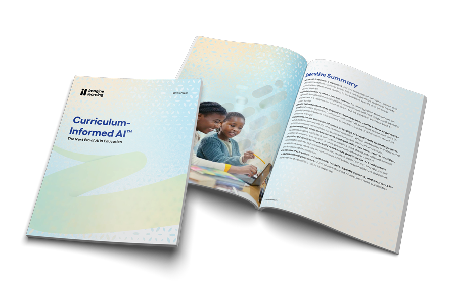 An image of the printed Curriculum-Informed AI white paper laying flat on a table.